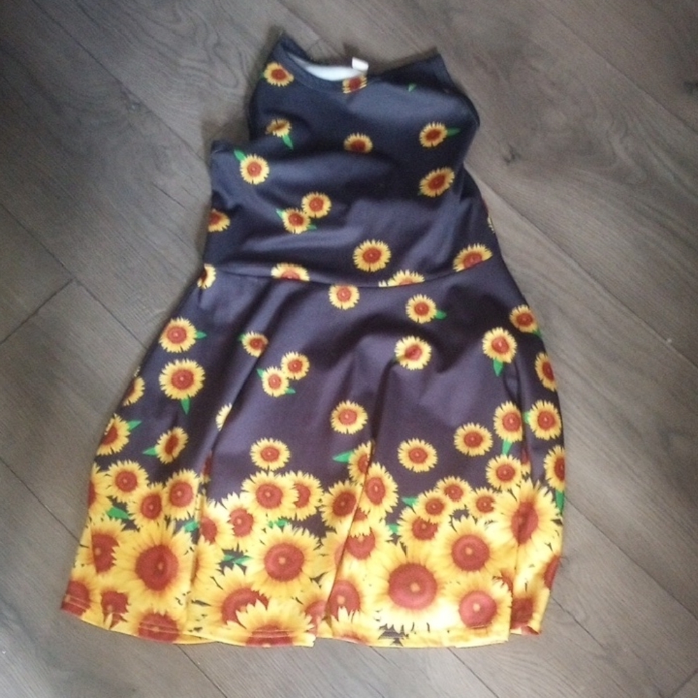 Sunflower Print Kids Dress